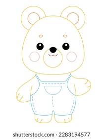 Coloring book for children, Cute little bear character