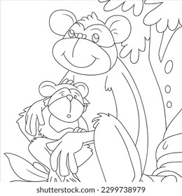 Coloring Book for Children. Cute Monkey.