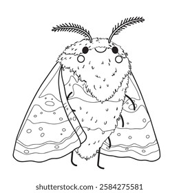 coloring book for children. cute moth. vector illustration in sketch style