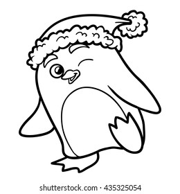 Coloring book for children, cute penguin 