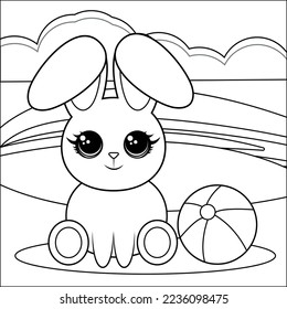 coloring book for children. Cute rabbit