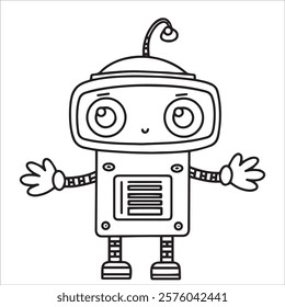 coloring book for children, cute robot. vector illustration in doodle style.