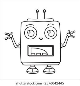 coloring book for children, cute robot. vector illustration in doodle style.
