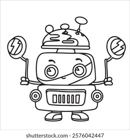 coloring book for children, cute robot. vector illustration in doodle style.