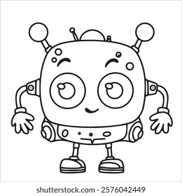 coloring book for children, cute robot. vector illustration in doodle style.