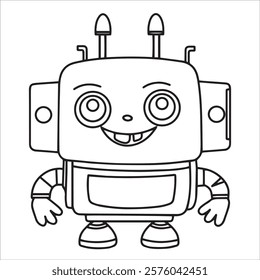 coloring book for children, cute robot. vector illustration in doodle style.