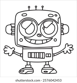 coloring book for children, cute robot. vector illustration in doodle style.