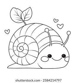 coloring book for children. cute snail. character in kawaii style, vector illustration