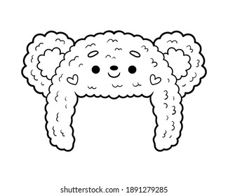 Coloring book for children, cute winter hat with a bear face