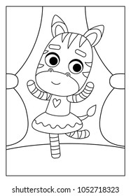 Coloring book for children, dancing Zebra