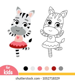 Coloring book for children, dancing Zebra