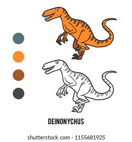 Coloring book for children, Deinonychus