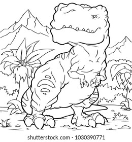 Coloring Book Children Dinosaur Handpainted Cartoon Stock Vector ...