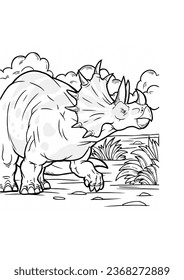 Coloring book for children with a dinosaur hand-painted in cartoon style. A4. coloring page