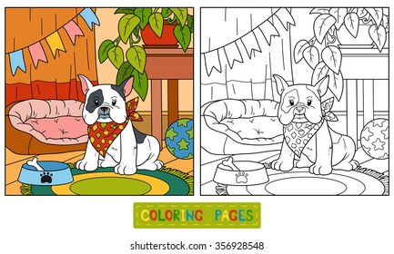 Coloring book for children (dog and background)