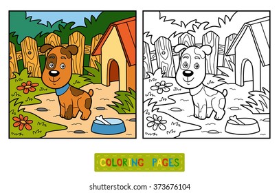 Coloring book for children (dog and background)