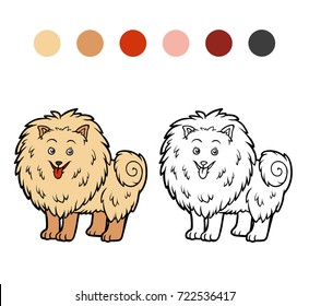 Coloring book for children, Dog breeds: Pomeranian