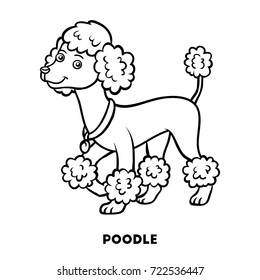 Coloring book for children, Dog breeds: Poodle