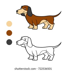 Coloring book for children, Dog breeds: Dachshund