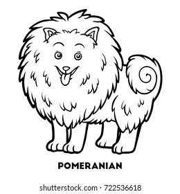 Coloring book for children, Dog breeds: Pomeranian