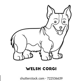 Coloring book for children, Dog breeds: Welsh corgi