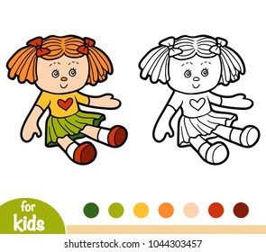 Libro de coloración para niños, muñeca