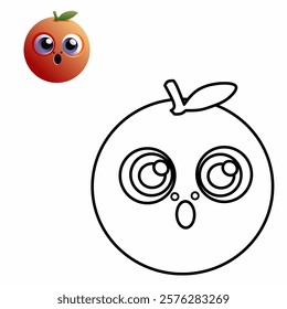 Coloring book for children (doodle orange). Coloring book, education game for children.