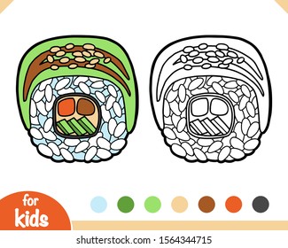 Coloring book for children, Dragon roll with tuna