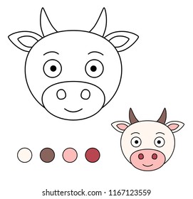 Coloring book for children. Drawing kids activity. Children activity page. Cow.