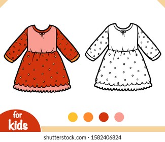 Coloring book for children, Dress with polka dots