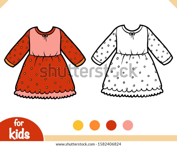 Coloring Book Children Dress Polka Dots Stock Vector (Royalty Free