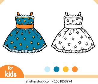 Coloring book for children, Dress with stars pattern