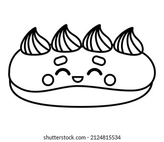 Coloring book for children, Eclair pastry with a cute face