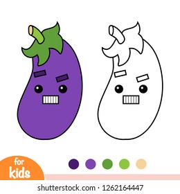 Coloring book for children, Eggplant with a cute face