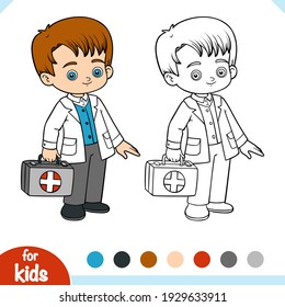 Coloring book for children, Emergency doctor with a first aid bag