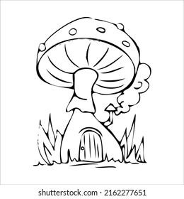 coloring book for children fairy house fly agaric. for the youngest