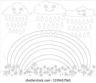 Coloring book for children, fairy rainbow