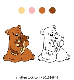 Coloring book for children, Family of bears