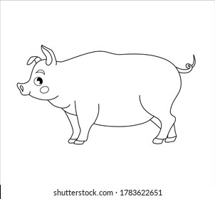 Coloring book for children. Farm animals. Pig

