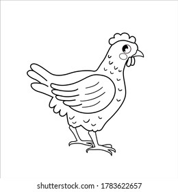 Coloring book for children. Farm animals. Hen.