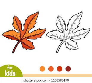 Coloring book for children, Fig tree leaf