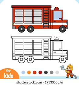 Coloring book for children, Fire engine