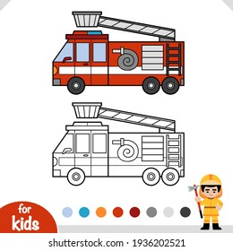 Coloring book for children, Fire engine