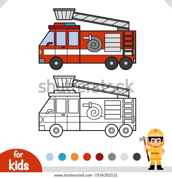 Coloring book for\
children, Fire engine