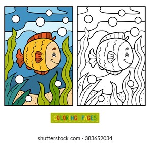 Coloring book for children (fish and background)