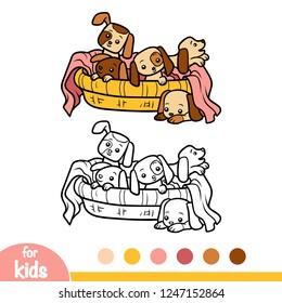 Coloring book for children, Five dogs