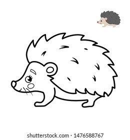 Coloring book for children. Forest animals. Cartoon cute hedgehog.