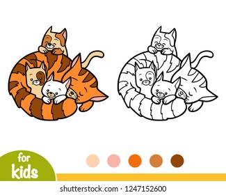 Coloring book for children, Four cats