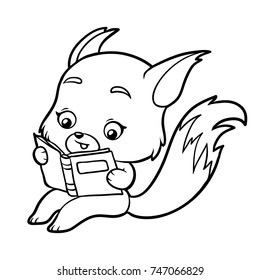 Coloring book for children, Fox with a book