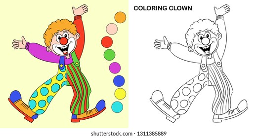 Coloring book for children funny red clown